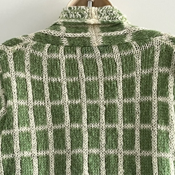 Wooden Ships Mohair Wool Blend Windowpane Knit Cardigan Sweater Open Front S/M - Picture 6 of 12